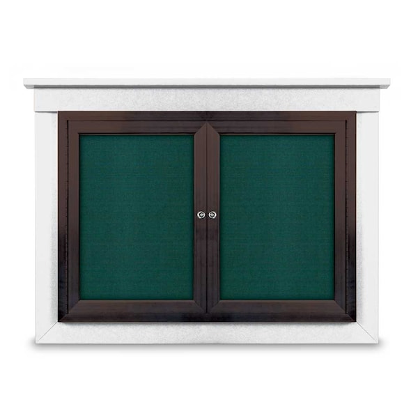 48"x36" 2-Door Enclosed Letterboard, Green Vinyl/Lt Oak